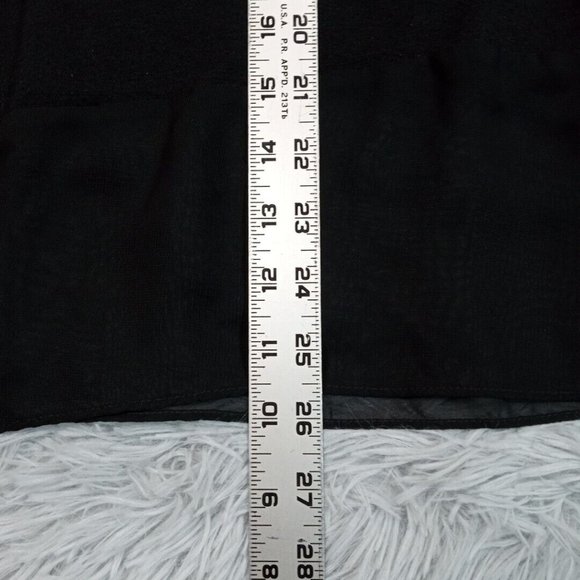 Notations Womens Shirt Blouse‎ Black Petite Large Purple Stretch Sheer Bottom - Picture 6 of 10